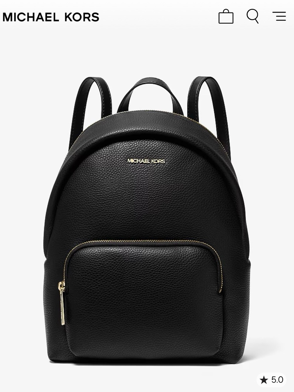Michael Kors Black Pebbled Leather Backpack with Gold Hardware